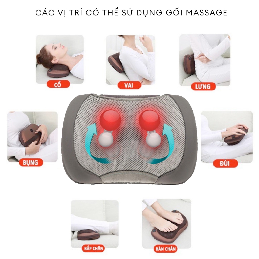 Gối Massage Cổ Vai Gáy kèm nhiệt công nghệ Shiatsu 3D HoMedics SP 100H GB HT Beauty kèm nhiệt rung xoa bóp cơ bắp
