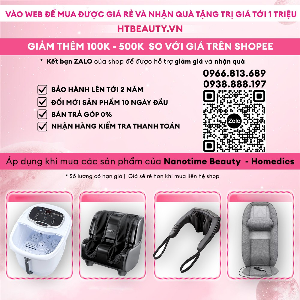 Gối Massage Cổ Vai Gáy kèm nhiệt công nghệ Shiatsu 3D HoMedics SP 100H GB HT Beauty kèm nhiệt rung xoa bóp cơ bắp