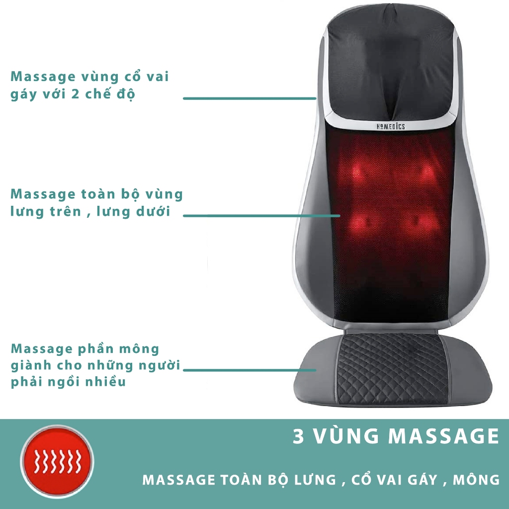 Đệm massage Cổ Vai Gáy Toàn Thân Shiatsu 3D HoMedics MCS 847HJ HT Beauty bi lăn xoay chiều massage thư giãn hiệu quả