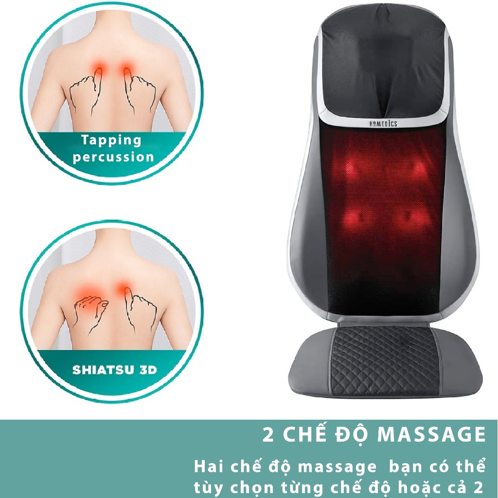 Đệm massage Cổ Vai Gáy Toàn Thân Shiatsu 3D HoMedics MCS 847HJ HT Beauty bi lăn xoay chiều massage thư giãn hiệu quả