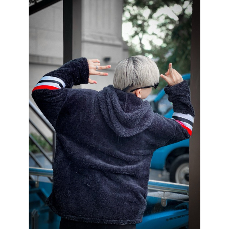 {Áo Khoác Lông Thome 2 Vạch Tay) Áo Thiết Kế Dành Cho Nam Nữ Phù Hợp Mùa Đông,Lông Mượt 2 Lớp Dày Dặn Ấm Áp