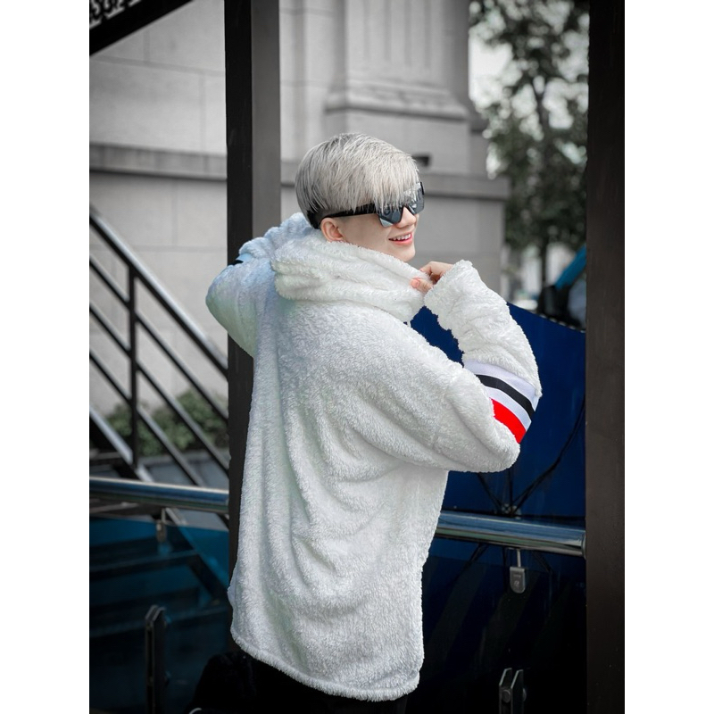 {Áo Khoác Lông Thome 2 Vạch Tay) Áo Thiết Kế Dành Cho Nam Nữ Phù Hợp Mùa Đông,Lông Mượt 2 Lớp Dày Dặn Ấm Áp
