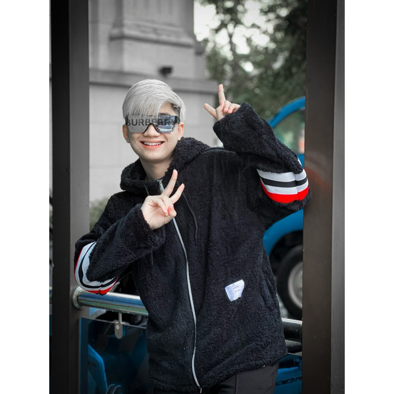 {Áo Khoác Lông Thome 2 Vạch Tay) Áo Thiết Kế Dành Cho Nam Nữ Phù Hợp Mùa Đông,Lông Mượt 2 Lớp Dày Dặn Ấm Áp