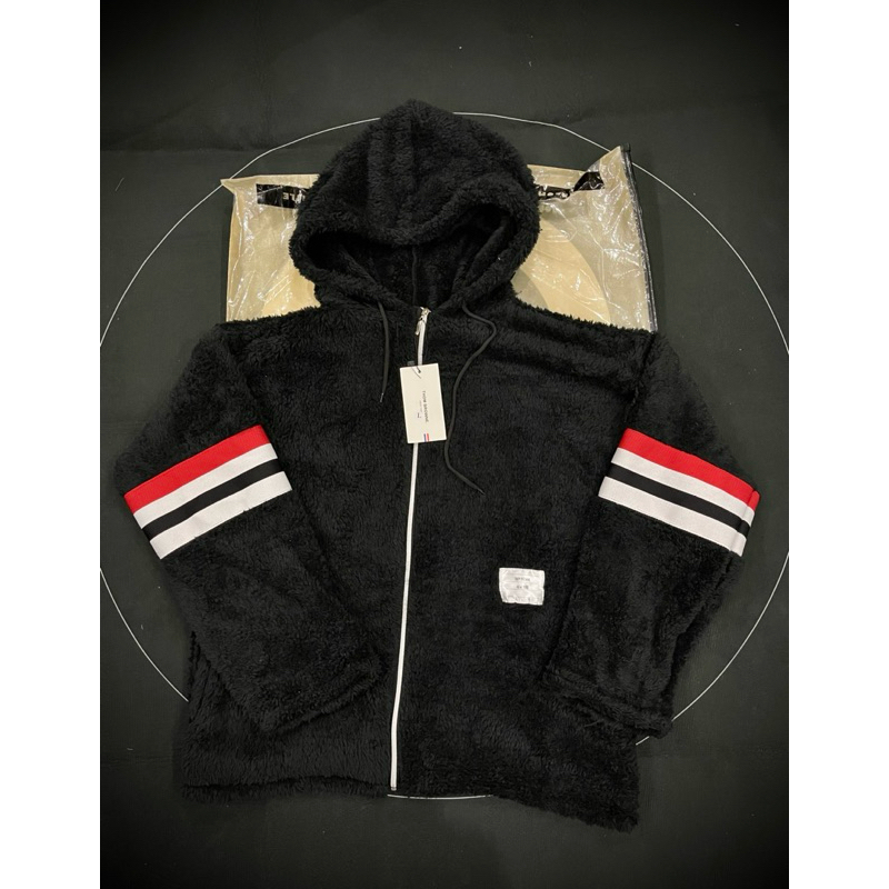 {Áo Khoác Lông Thome 2 Vạch Tay) Áo Thiết Kế Dành Cho Nam Nữ Phù Hợp Mùa Đông,Lông Mượt 2 Lớp Dày Dặn Ấm Áp