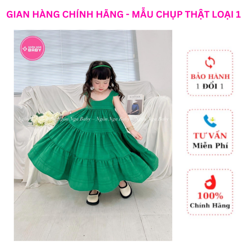 Váy tùng xòe siêu rộng Ngân Nga Baby, Đầm thiết kế dáng dài đáng yêu cho công chúa của mẹ