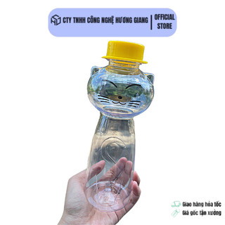 Chai nhựa đựng trà sữa nắp nhôm cao cấp hình con mèo cute 500ml - Hủ nhựa PET đựng trà sữa cho các quán ăn vặt - CN005
