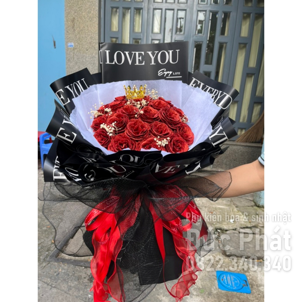 Giấy gói hoa chữ ❤️I love you❤️ 58*58 cm