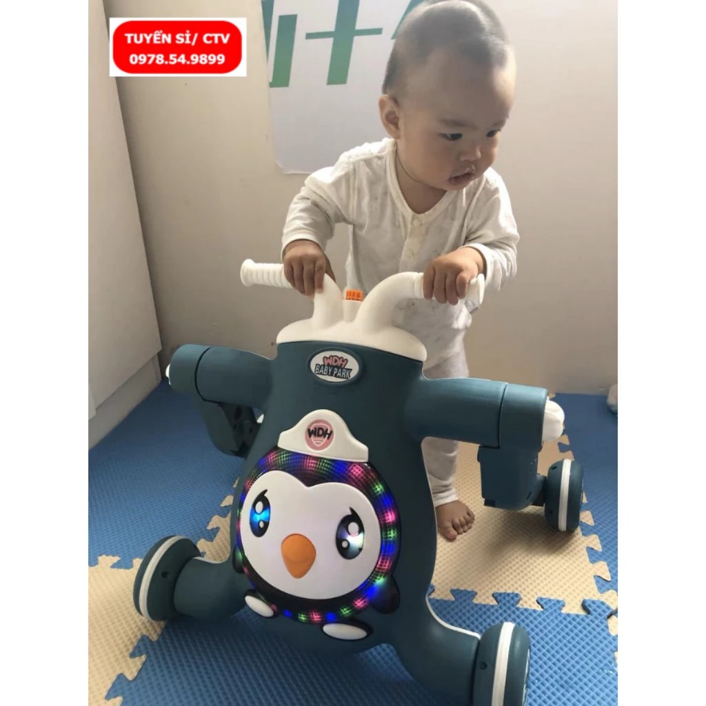 Xe tập đi đa năng cho bé 3in1 kèm xe chòi chân và xe trượt scooter kèm nhạc và đèn A8