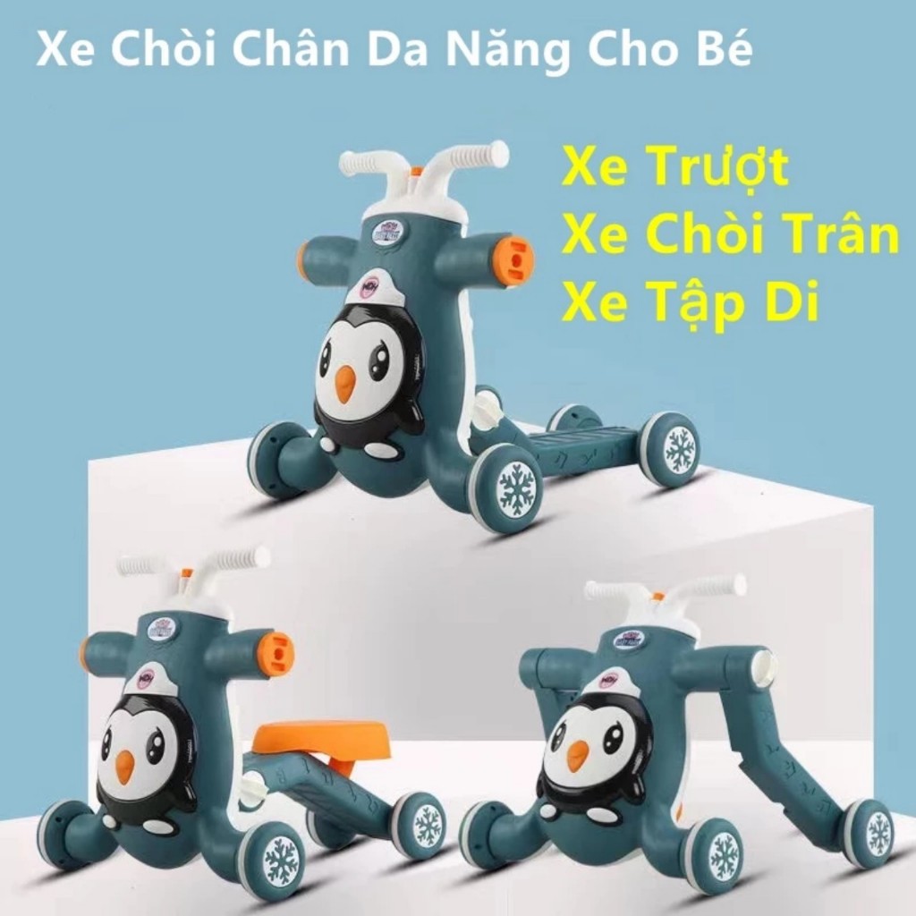 Xe tập đi đa năng cho bé 3in1 kèm xe chòi chân và xe trượt scooter kèm nhạc và đèn A8