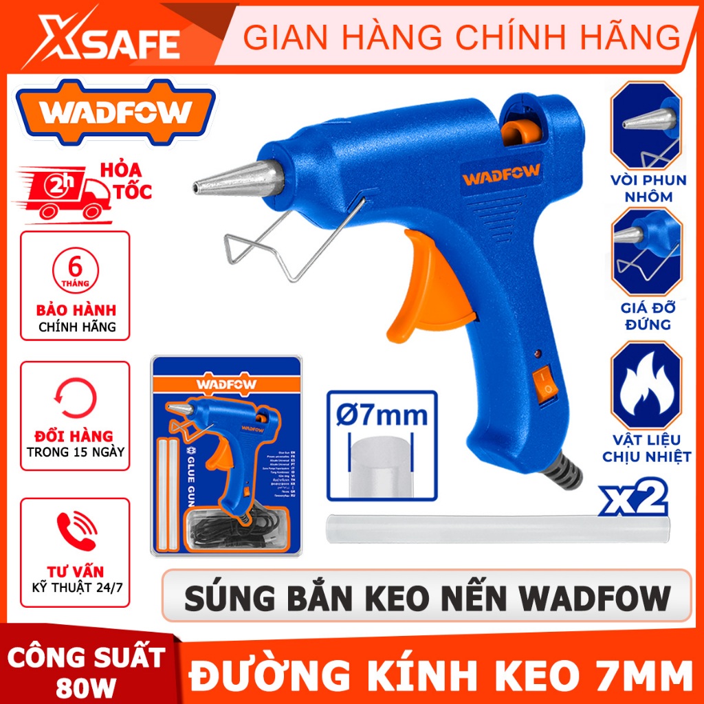 Súng bắn keo nến WADFOW WGL1603 làm nóng nhanh 3-5 phút, đường kính thanh keo 7mm, khả năng dán 5-8g/ph - Chính hãng
