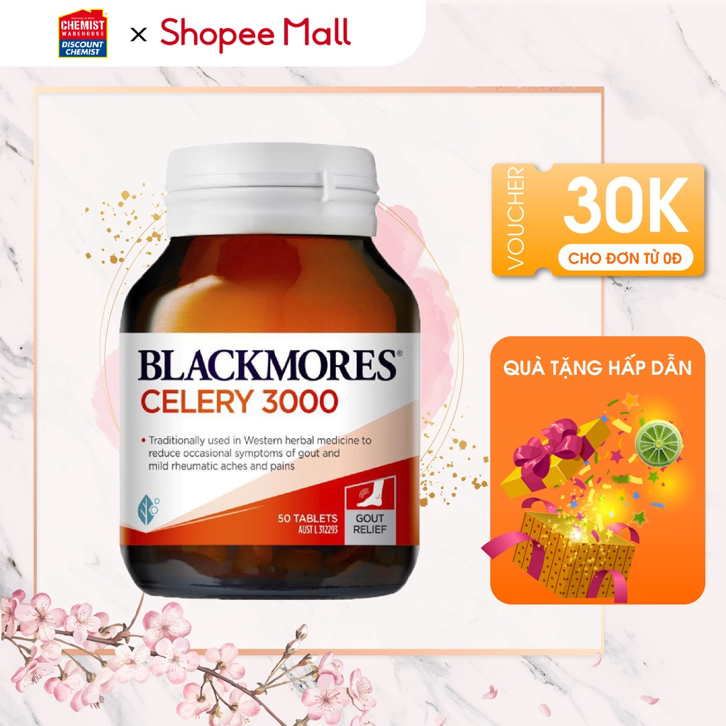 Viên uống giúp giảm đau khớp, viêm khớp hỗ trợ phòng ngừa Gout Celery 3000 Blackmores 50 viên