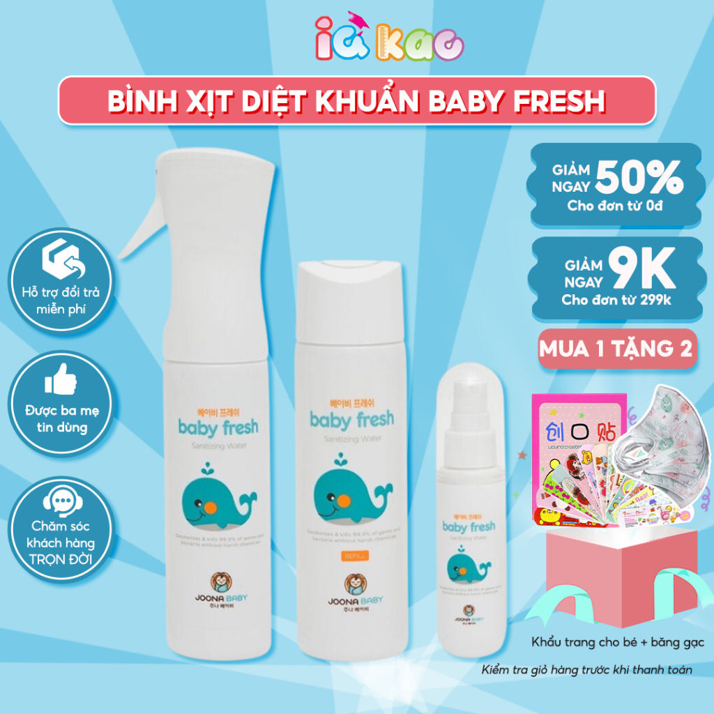Xịt diệt khuẩn, khử mùi cho đồ chơi, bình sữa, núm ti giả Baby Fresh an toàn cho bé IQ Kao
