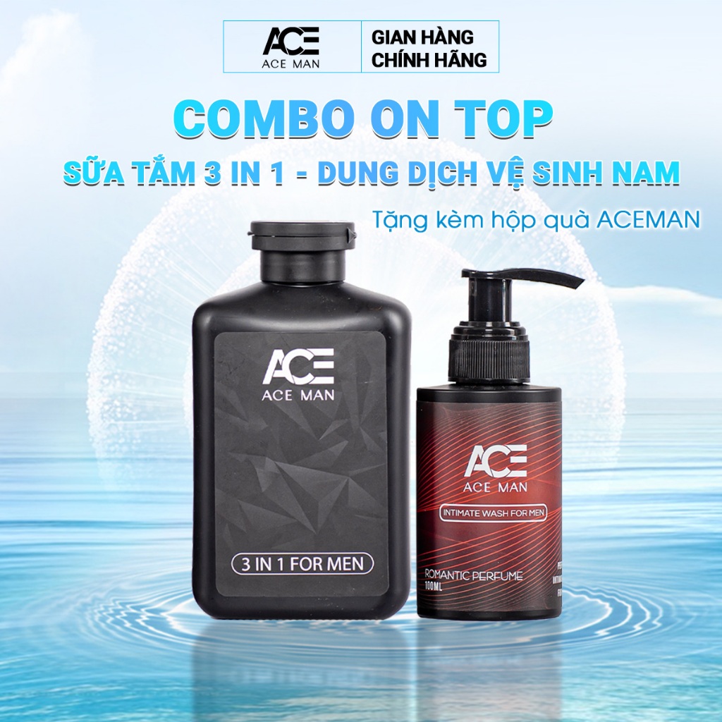 Combo On Top ACEMAN - Sữa tắm 3 in 1 hương nước hoa 320ml & Dung dịch vệ sinh và Bọt vệ sinh nam 100ml