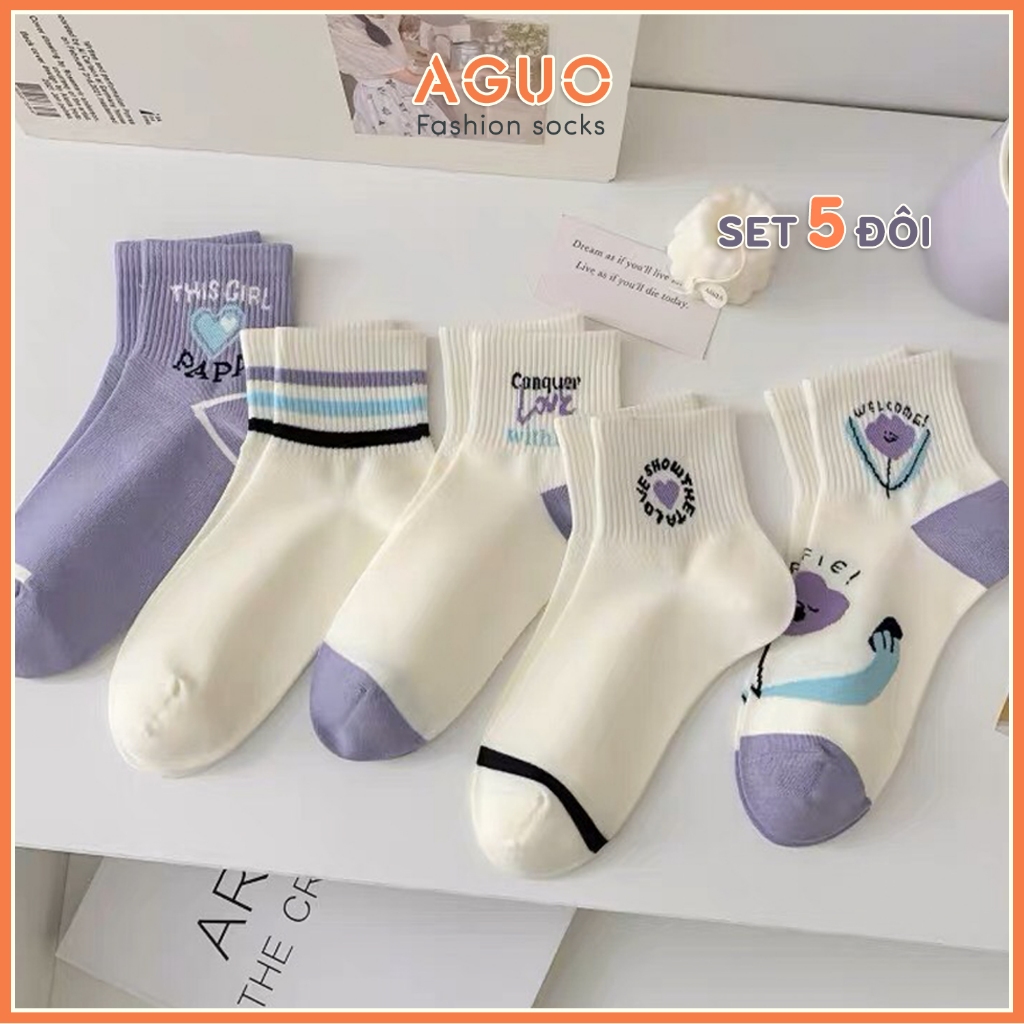 Dây buộc Tất nữ cổ trung co giãn 4 chiều thoáng mát, vớ nữ cổ ngắn phong cách Hàn Quốc - AUGO SHOP