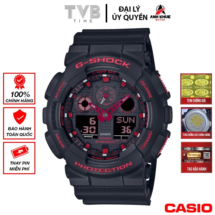 Đồng hồ nam Casio G-Shock chính hãng Anh Khuê GA-100BNR-1ADR