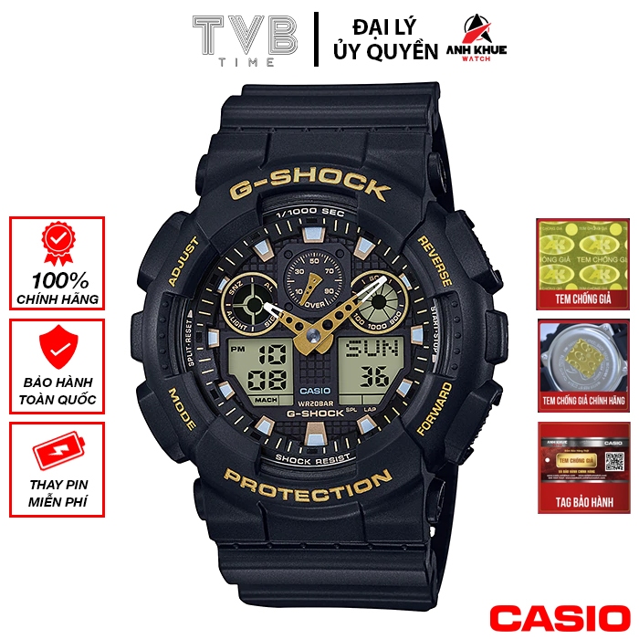 Đồng hồ nam dây nhựa Casio G-Shock chính hãng GA-100GBX-1A9DR (51mm)