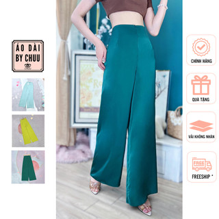 Quần lụa áo dài nữ màu xanh lá có lưng chun CHUU