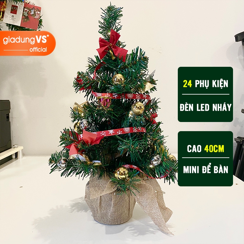 Cây thông mini để bàn cao 40cm kèm 24 phụ kiện và đèn nháy - VS377B