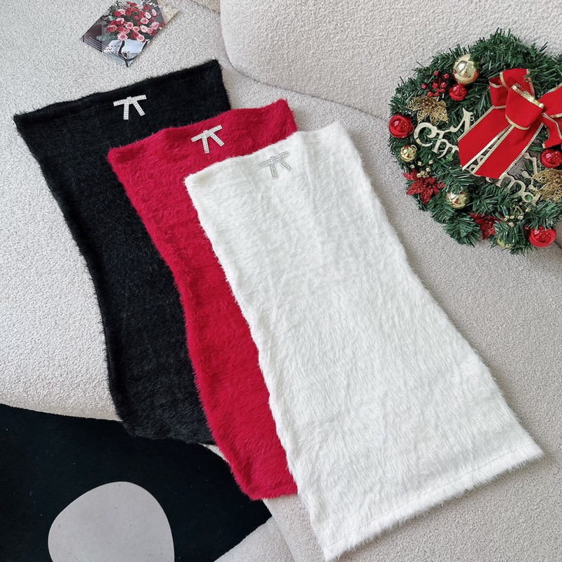 Đầm Ống Lông Đính Nơ CHIYO.SG Sang Chảnh D278