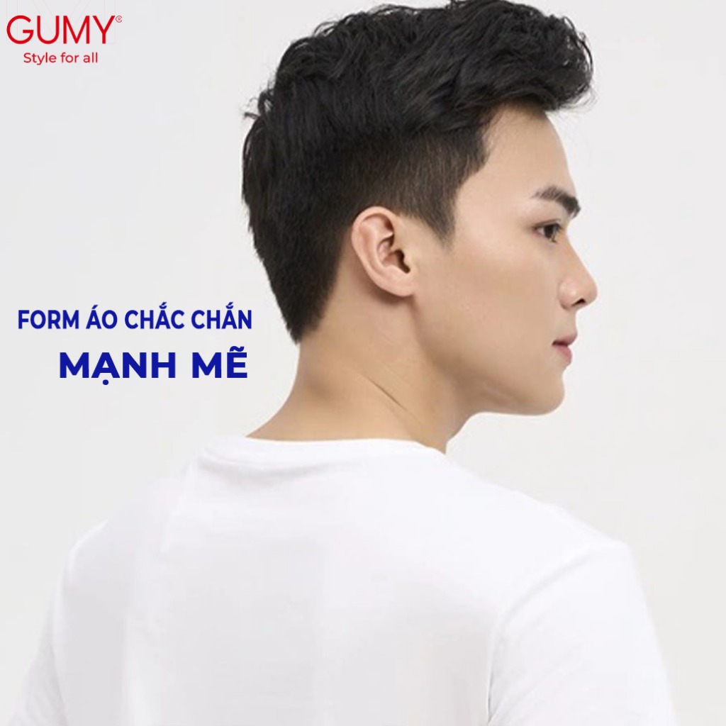 Áo Thun Nam Cổ Tròn Ngắn Tay basic GUMY Trơn Đẹp màu trắng đen xám be form suông vải Cotton co giãn thoáng mát AT001