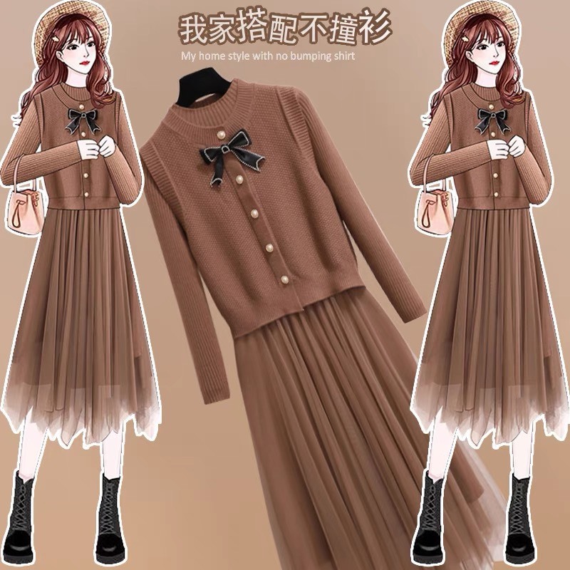 Set Váy Nữ Phối Gile Len Nơ Cách Điệu Xinh Hết Nấc