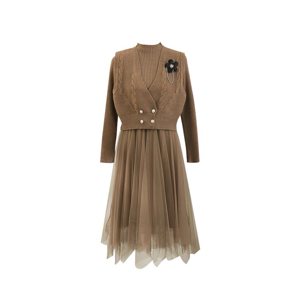 Set Váy Phối Gile Len Cực XInh Phong Cách Hàn Quốc