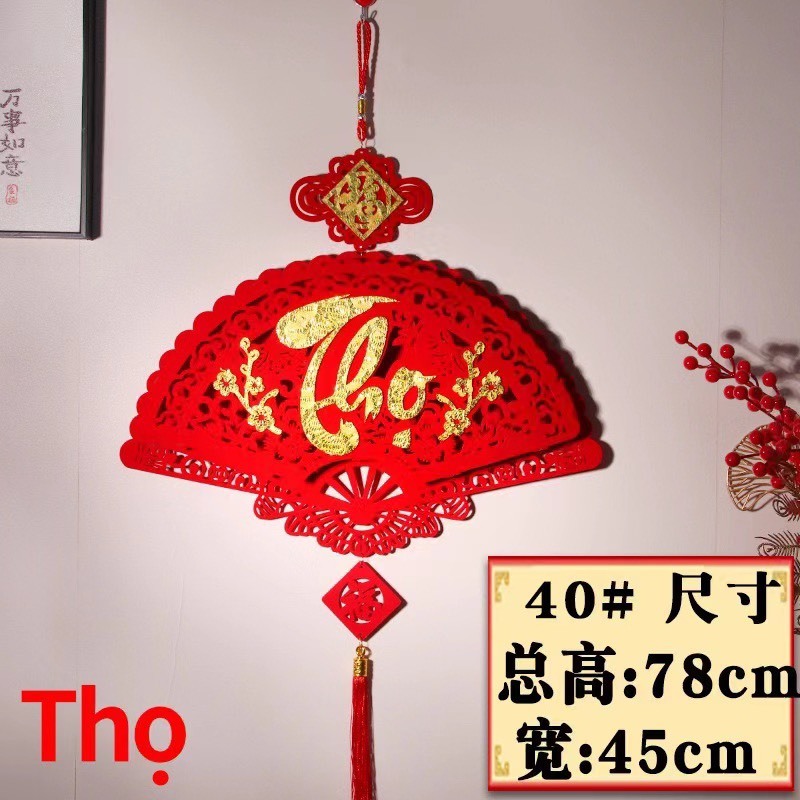 Liễng nhung đỏ, dây treo trang trí tết chữ phúc lộc thọ decor nhà cửa đón tết 2024