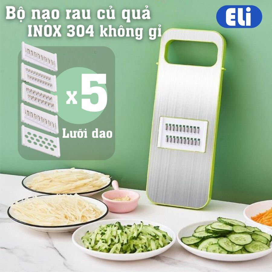 Bộ nạo rau củ quả 5 lưỡi dao, INOX 304 không gỉ, đồ bào rau củ đa năng cao cấp đa năng tiện dụng nhà bếp