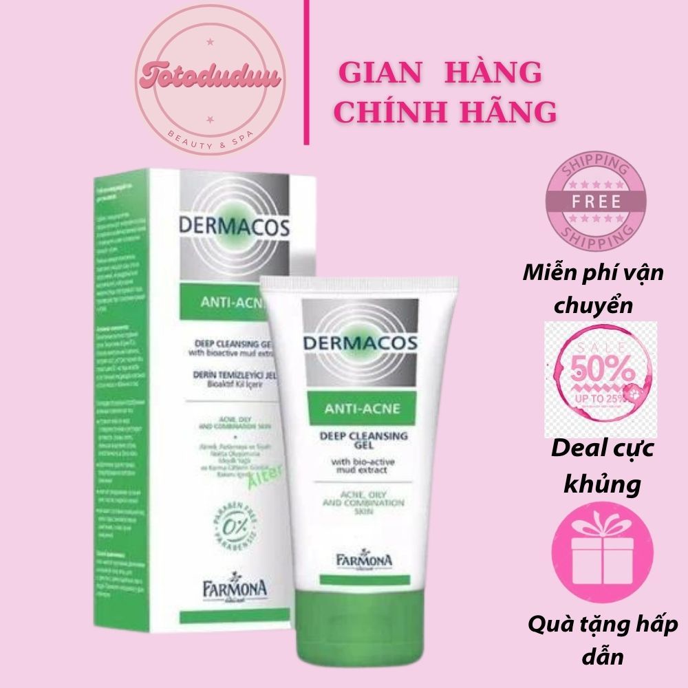 Sữa Rửa Mặt Farmona Dermacos Anti Acne Deep Cleansing Gel 150ml, Sạch Sâu Ngừa Mụn Cho Da Dầu