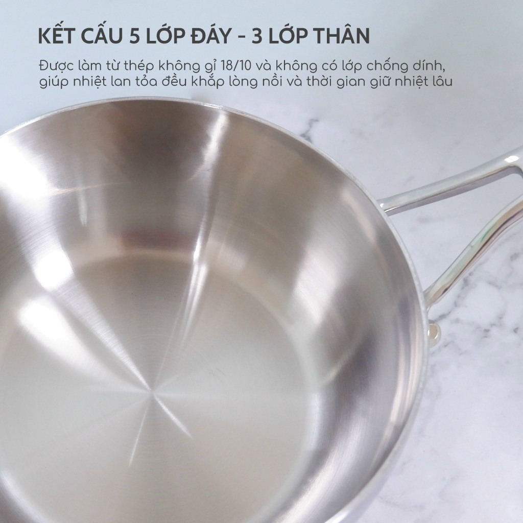 Quánh inox 304 SEKA SK6070 size 18cm đúc nguyên khối cao cấp Nhật Bản