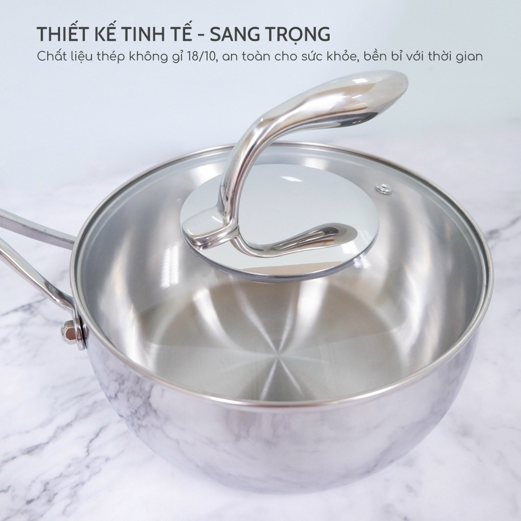 Quánh inox 304 SEKA SK6070 size 18cm đúc nguyên khối cao cấp Nhật Bản