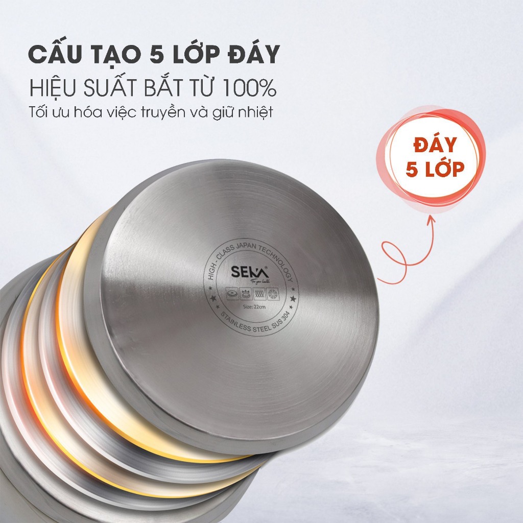 Quánh inox 304 SEKA SK6070 size 18cm đúc nguyên khối cao cấp Nhật Bản