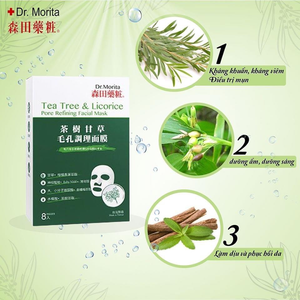 COMBO 10 Mặt nạ ngừa mụn Dr. Morita Tea Tree & Licorice Pore Refining Facial Mask 30g/m