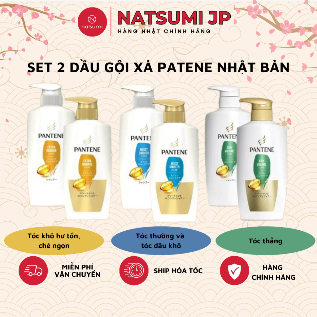 Set Bộ Dầu Gội Xả Pantene Nhật bản 270ml