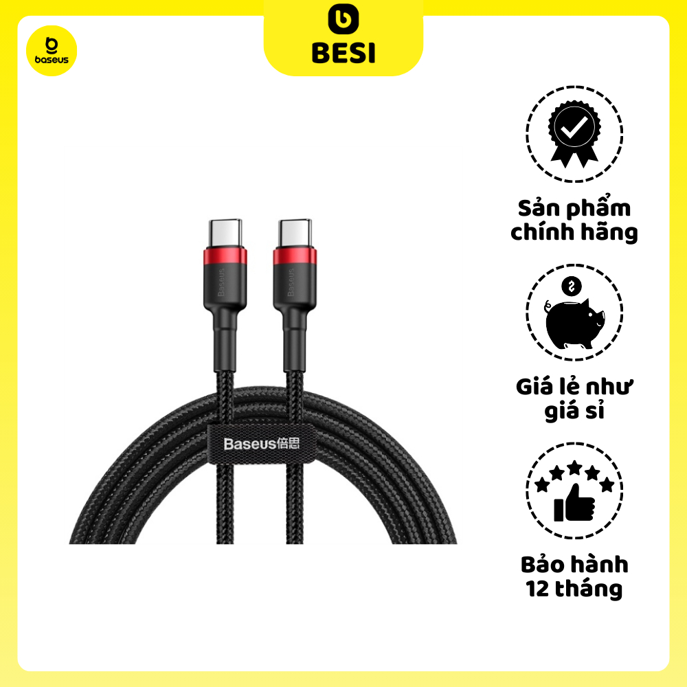 Cáp sạc nhanh & truyền data tốc độ cao Baseus Cafule C to C PD cho Smartphone/ Tablet / Macbook/ Laptop Type C
