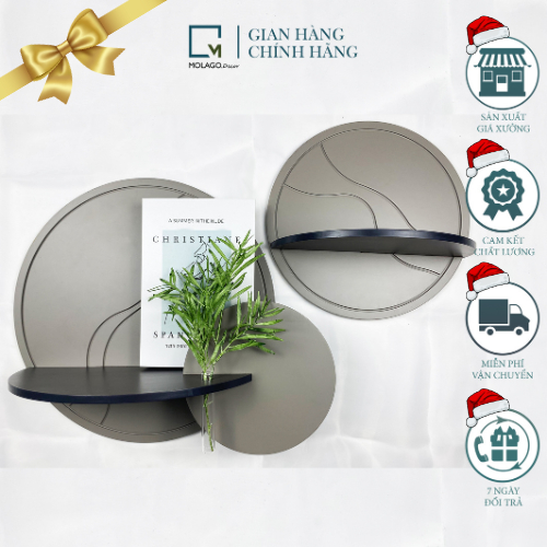 Kệ trang trí kệ dán tường kệ gỗ decor hình tròn trang trí tường MOLAGO TB-X