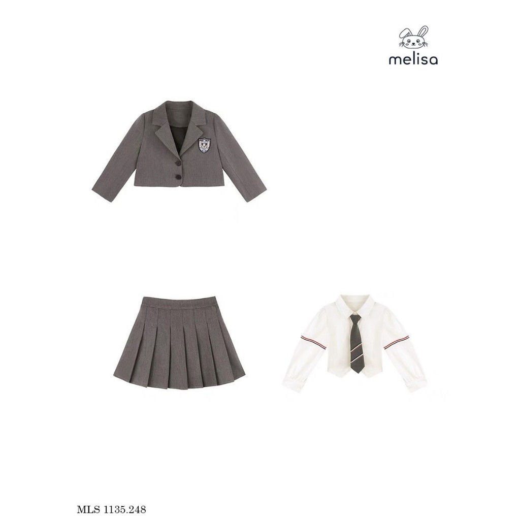 Set vest áo váy 4 chi tiết bé gái Melisa kèm cà vạt