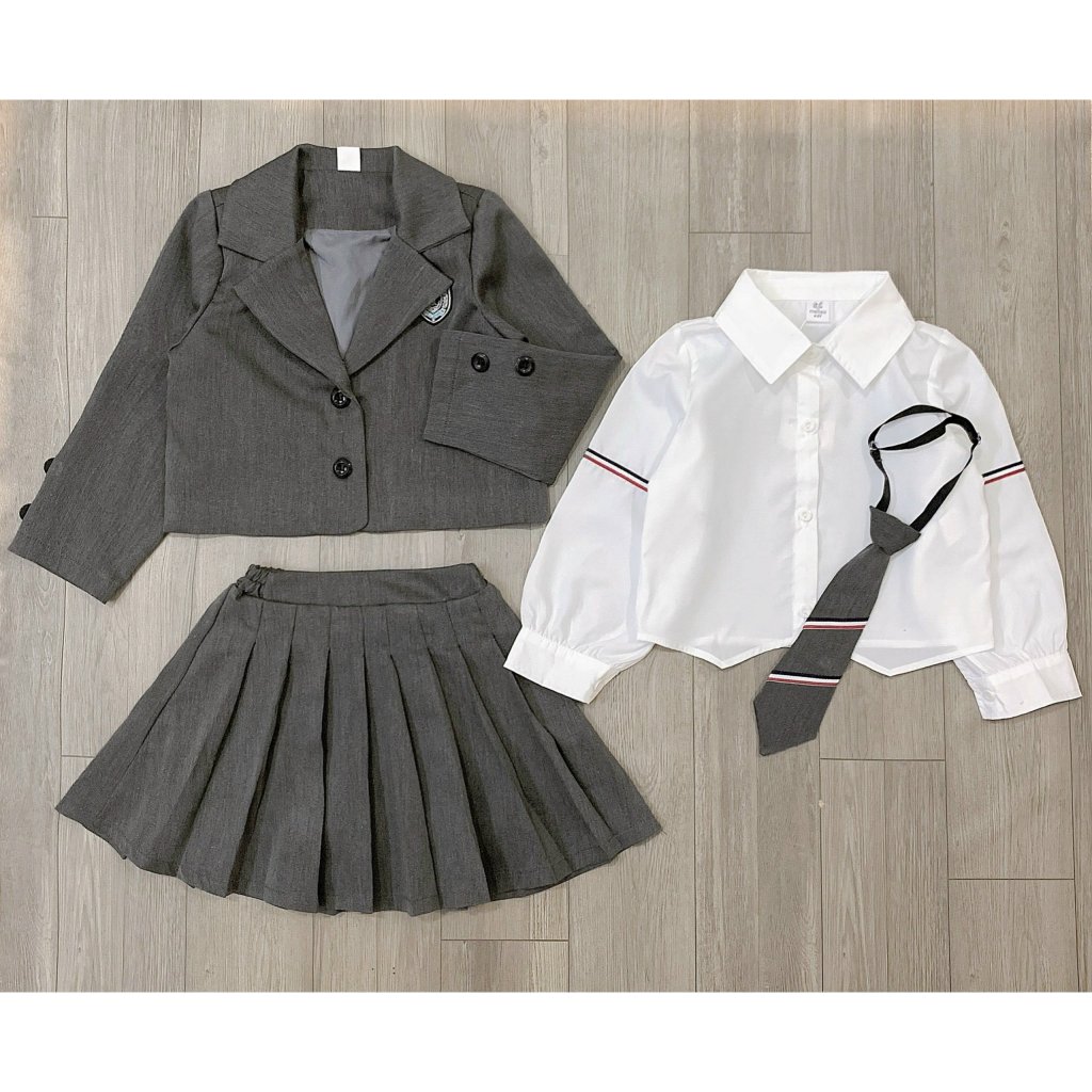 Set vest áo váy 4 chi tiết bé gái Melisa kèm cà vạt