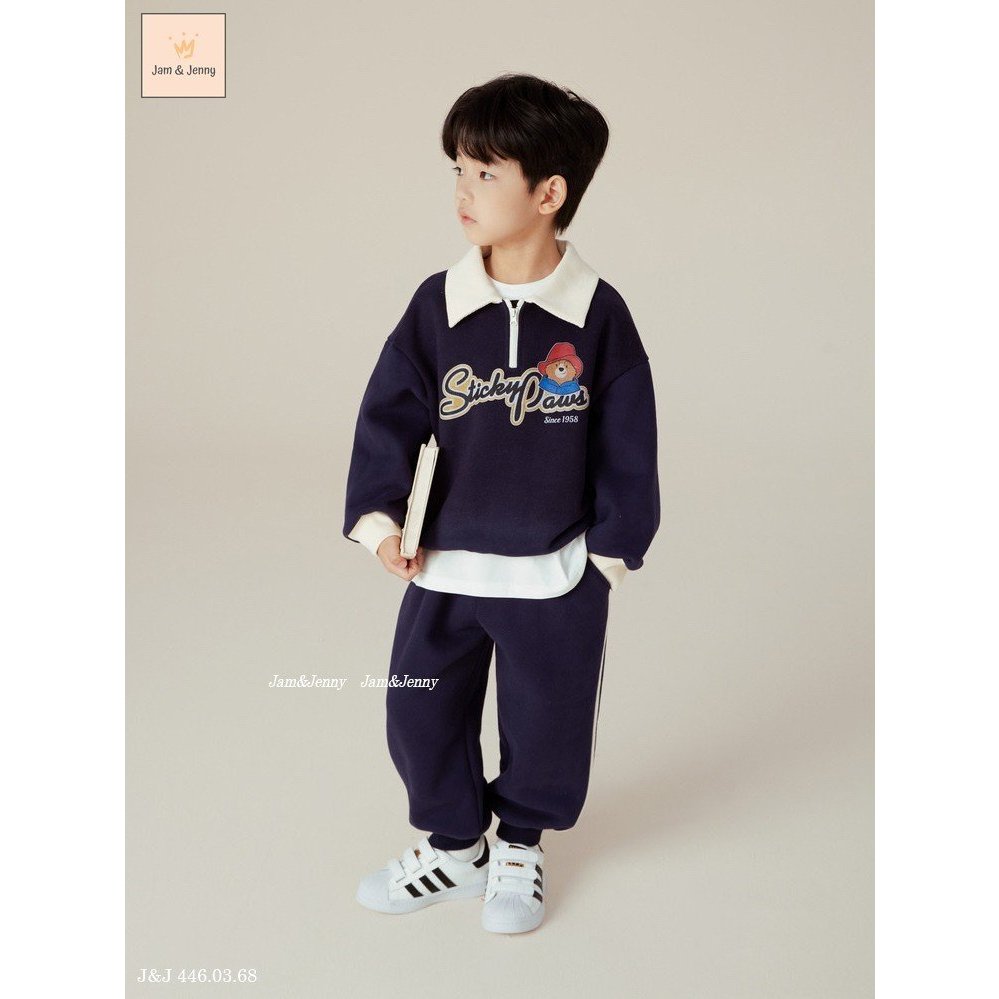 Bộ nỉ Jam & Jenny bé trai bé gái phối cổ bẻ
