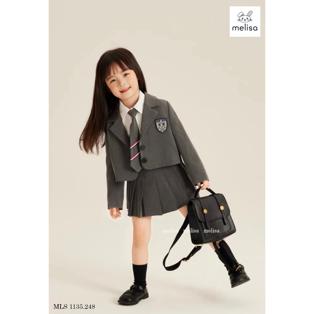 Set vest áo váy 4 chi tiết bé gái Melisa kèm cà vạt