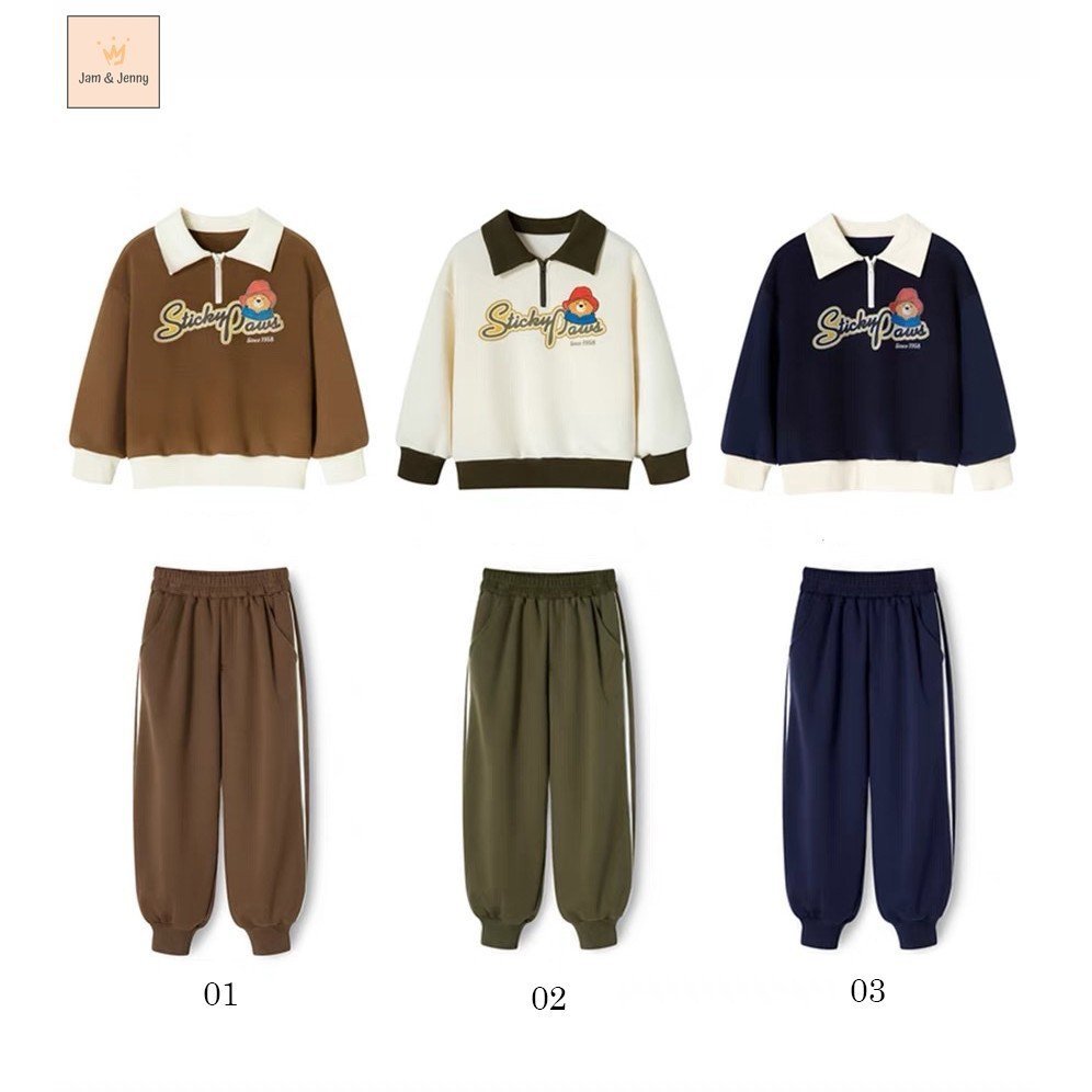 Bộ nỉ Jam & Jenny bé trai bé gái phối cổ bẻ