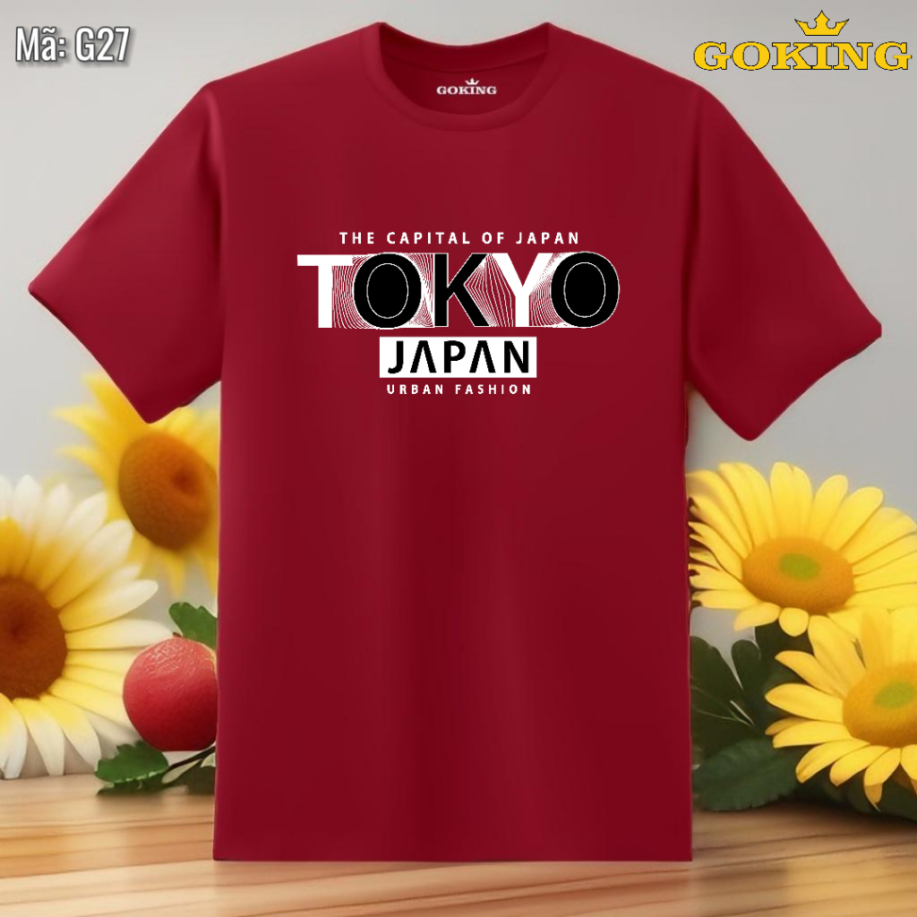 TOKYO JAPAN, mã G27. Áo phông hàng hiệu Goking, form unisex nam nữ, bé trai gái. Quà tặng cao cấp gia đình, cặp đôi