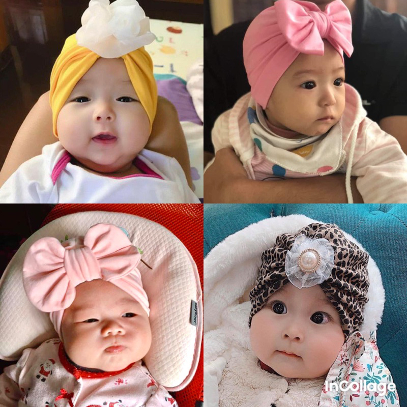 Mũ Turban bé gái chất coton hàn mềm mịn [Ảnh chụp thật]