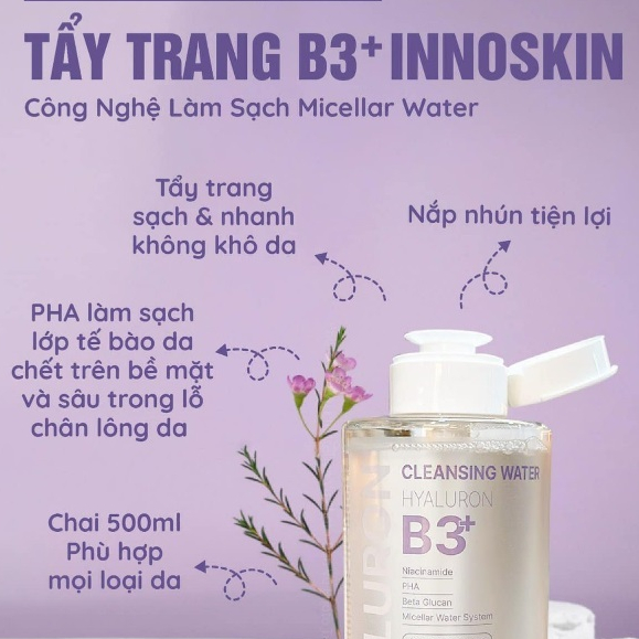 Nước tẩy trang Innoskin B3 Hyaluron Cleansing Water 500ml