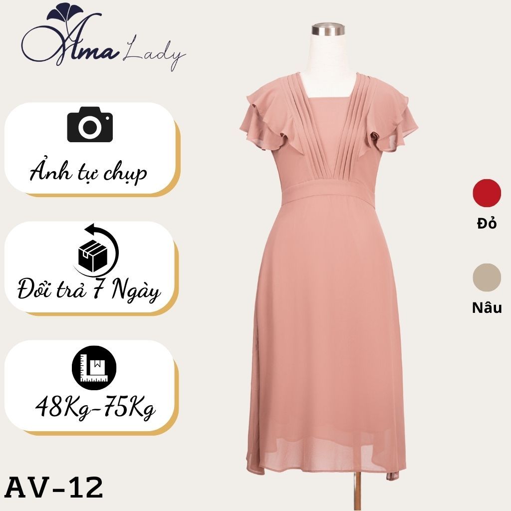 Váy trung niên cho mẹ u40 u50 u60 từ 48-75kg, Đầm trung niên bigsize sang trọng AMALADY AV-12