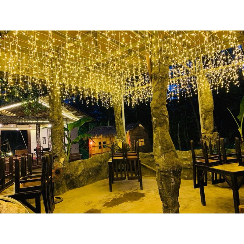 Đèn Led đèn rủ  Thả Mành Đèn đứng màu Vàng  Đèn trang trí  chơi tết