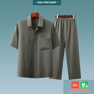 Đồ bộ Nam Trung Niên cho Bố sang trọng vải chất đũi mộc mềm, dày, đường may sắc nét