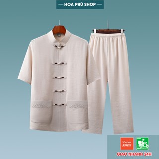 Đồ Bộ Đũi Trung Niên cho Bố kiểu tàu vải dày,mềm,mát, lên dáng sang trọng