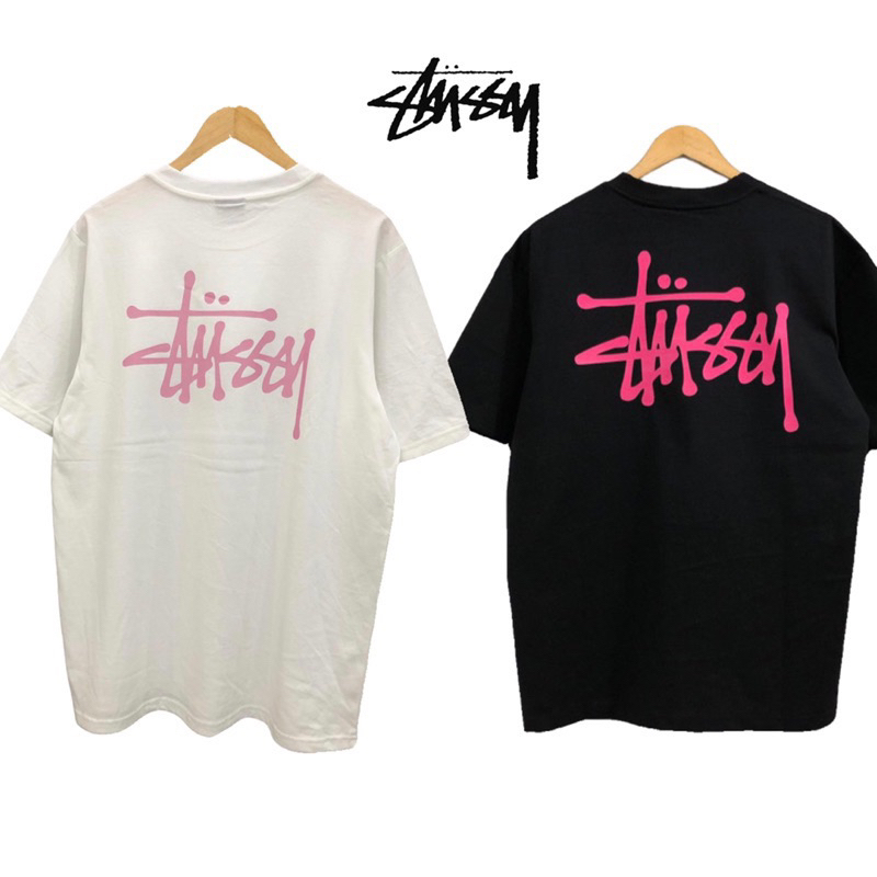 Áo thun STUSSY basic logo hồng cực dễ thương, áo phông cá tính nam nữ cao cấp hàn quốc