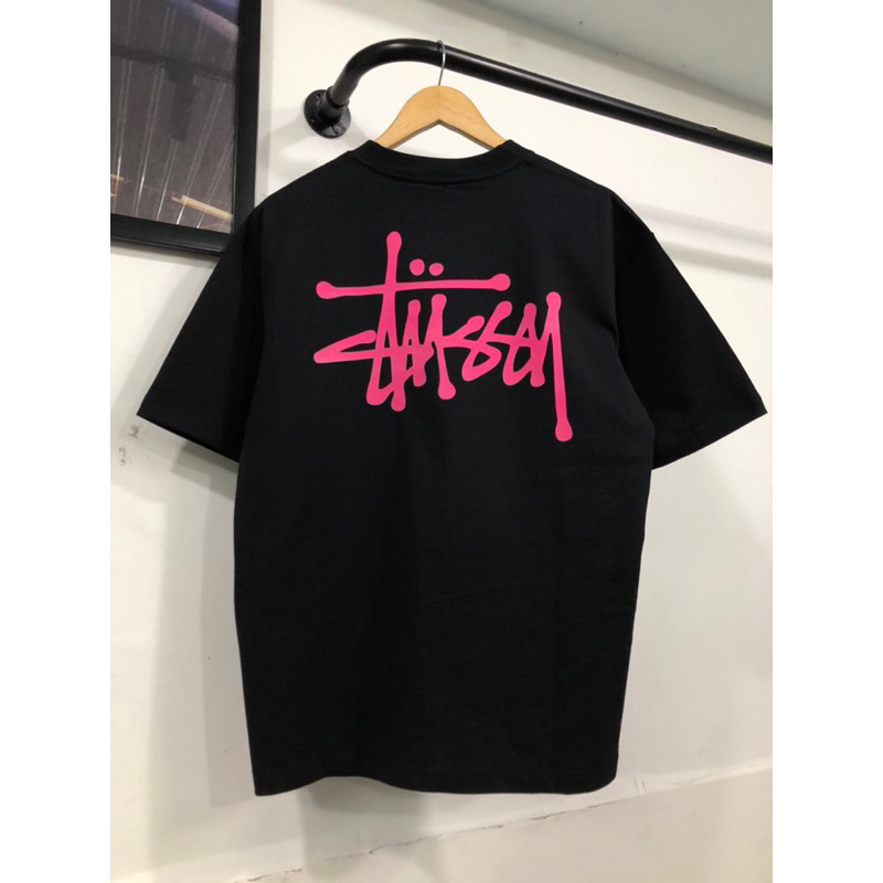 Áo thun STUSSY basic logo hồng cực dễ thương, áo phông cá tính nam nữ cao cấp hàn quốc